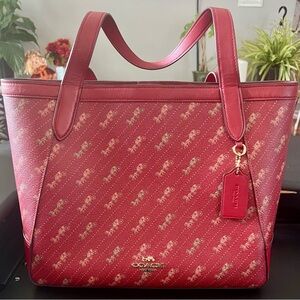 Coach Tote With Horse And Carriage Dot Print